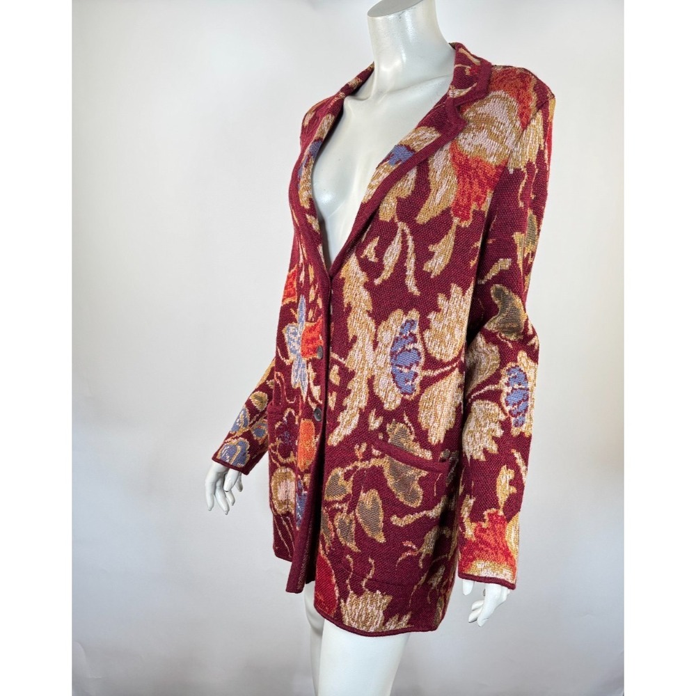 Peruvian Connection Baby Alpaca Wool Cardigan Women M EUC Long Sleeve Floral - Picture 3 of 12